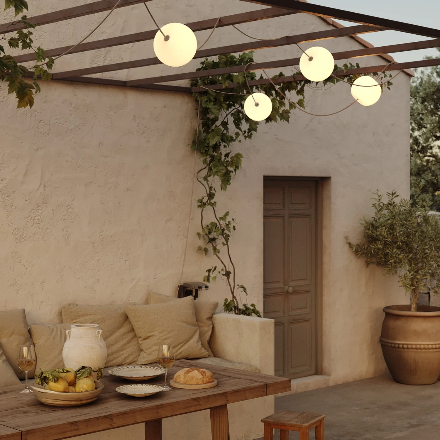 Guirlande lumineuse d’extérieur à 6 lumières pour environnements humides, Desert Brown, alimentation avec fiche US - Marina6 Cherry - Image 12