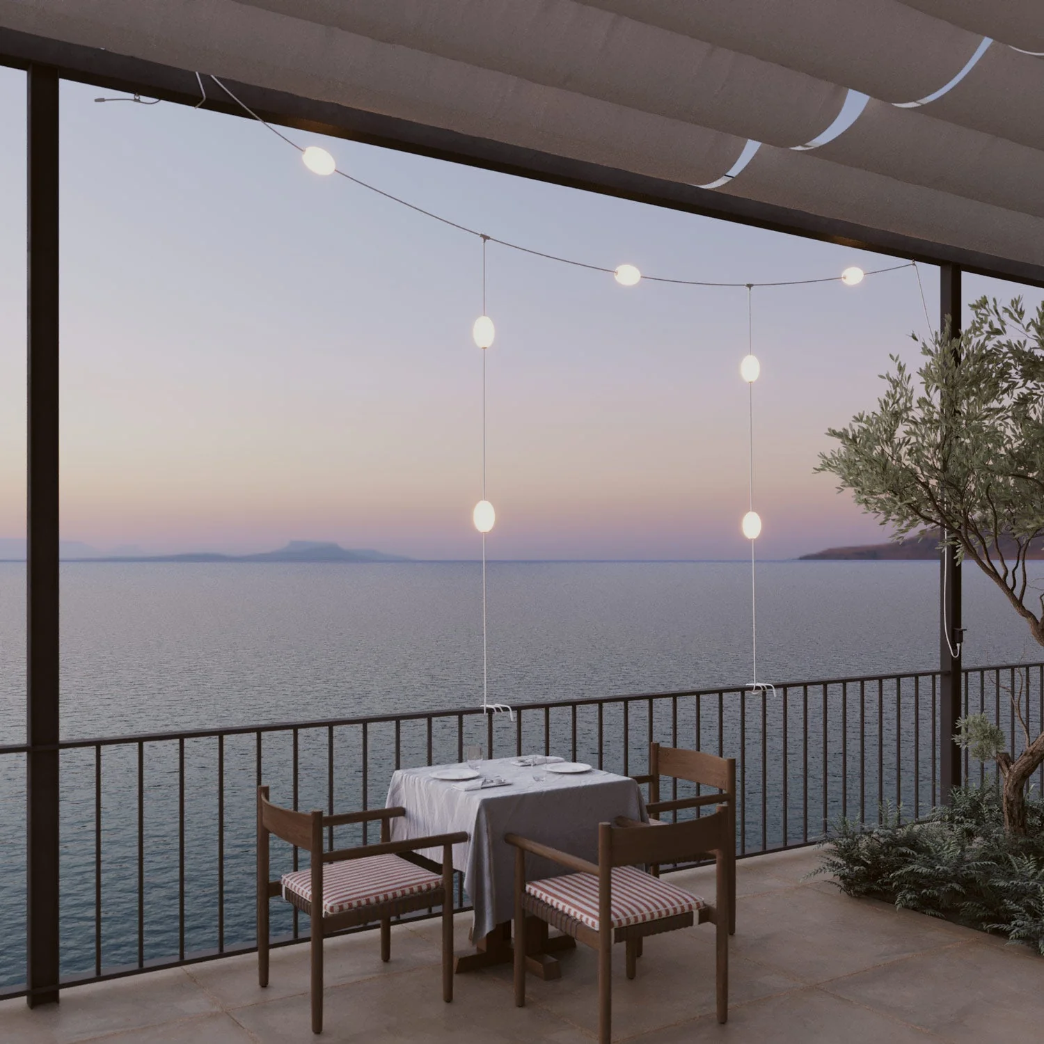 Guirlande lumineuse filet extérieur 7 lumières pour milieux humides Sable Blanc, alimentation avec prise US - Marina GRID - Image 2