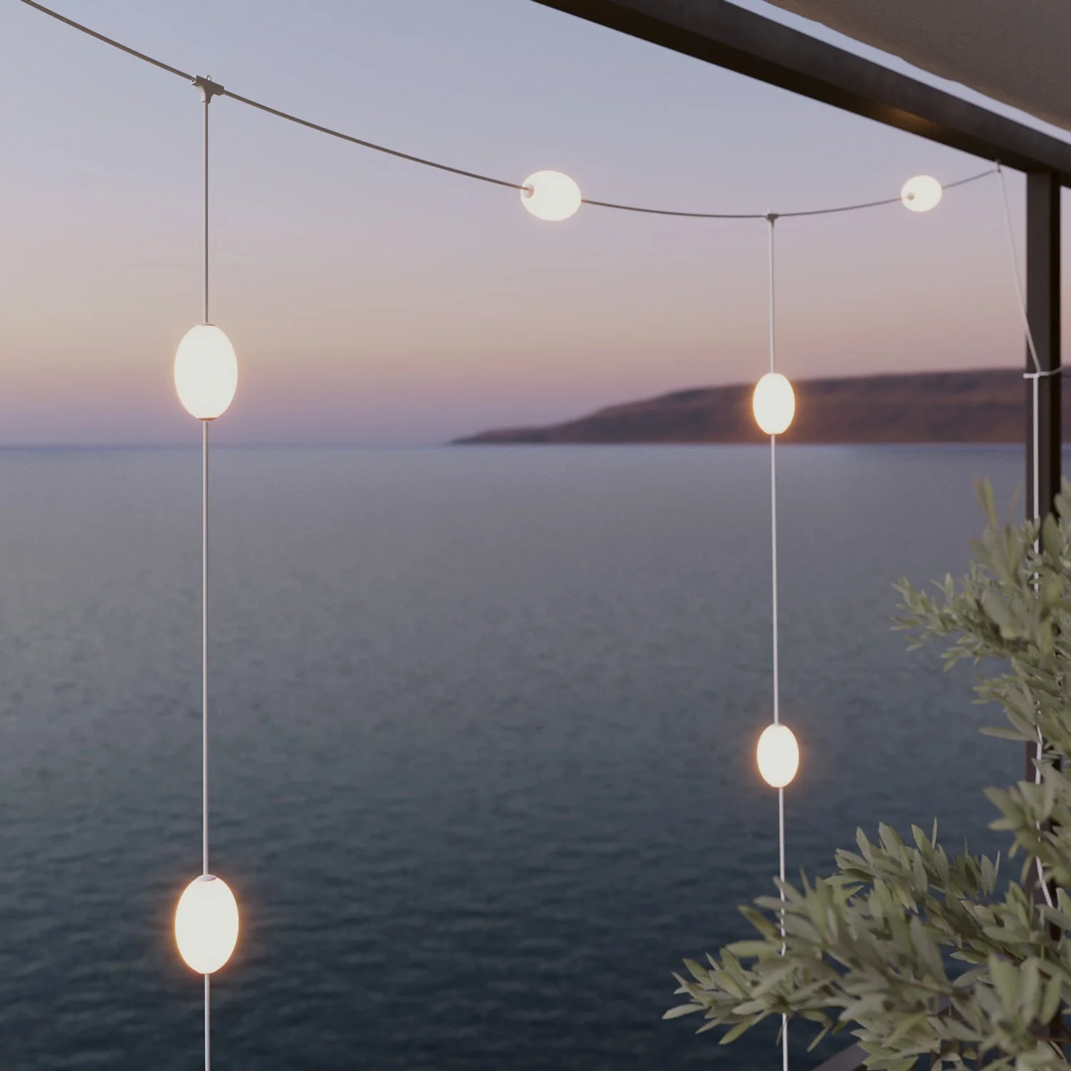 Guirlande lumineuse filet extérieur 7 lumières pour milieux humides Sable Blanc, alimentation avec prise US - Marina GRID - Image 3