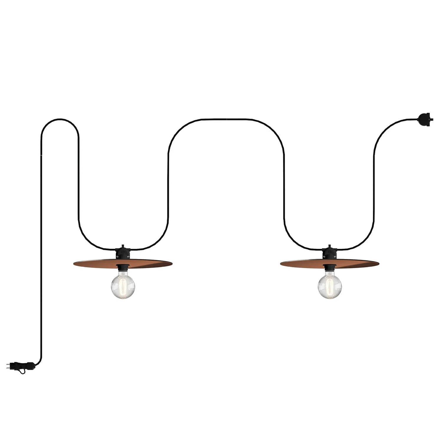 Guirlande lumineuse Modulair d’extérieur IP65 portable avec 2 abat-jour - Cuivre et Bronze
