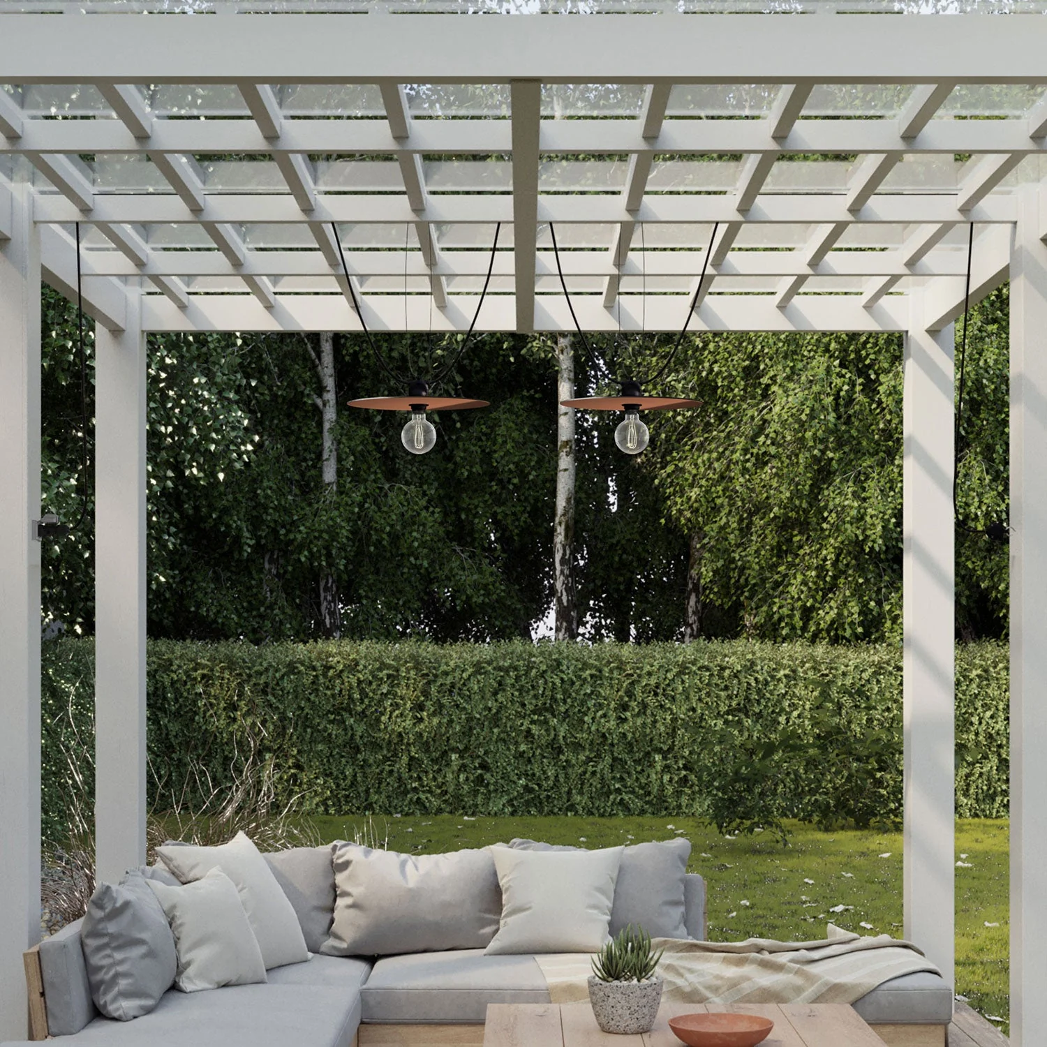 Guirlande lumineuse Modulair d’extérieur IP65 portable avec 2 abat-jour - Cuivre et Bronze - Image 2