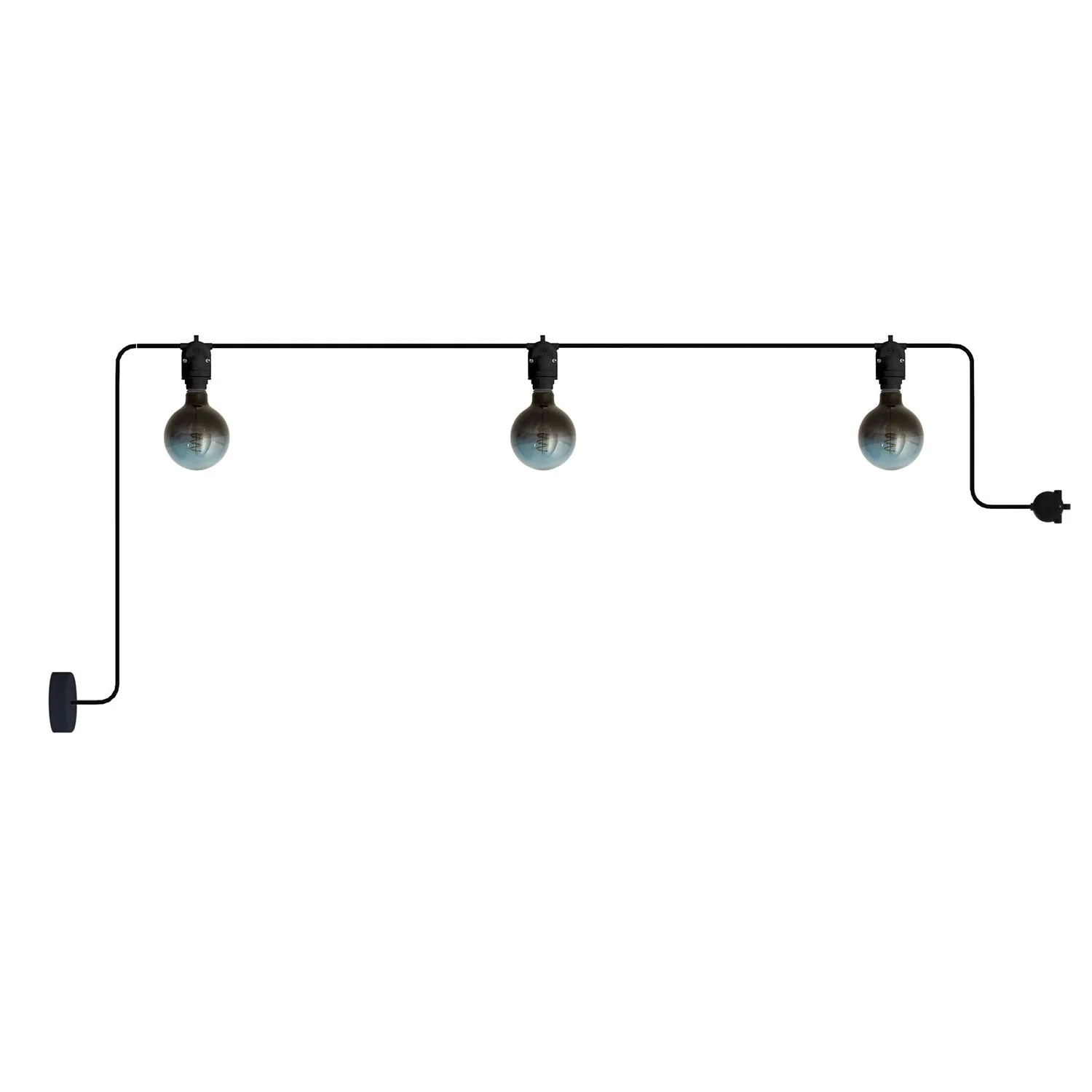 Guirlande lumineuse Modulair d’extérieur IP65 avec 3 lumières et pavillon - Noir