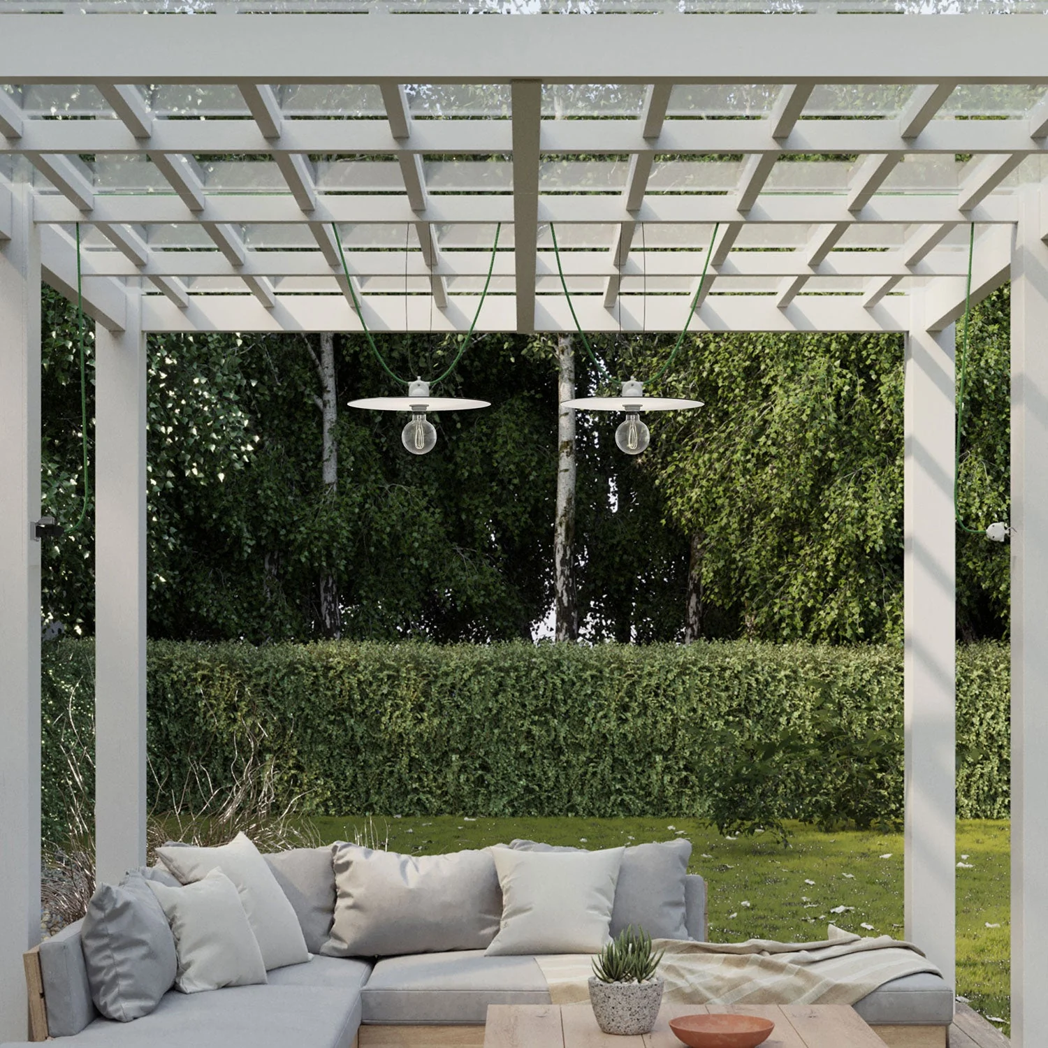 Guirlande lumineuse Modulair d’extérieur IP65 portable avec 2 abat-jour - Blanc - Image 2