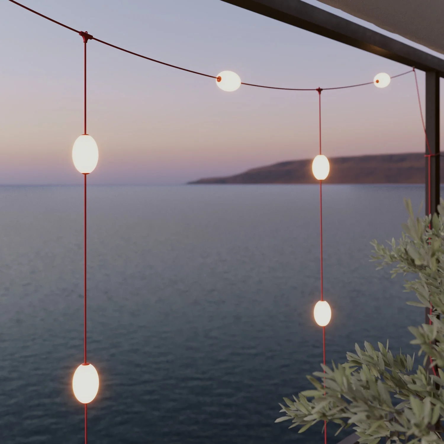 Guirlande lumineuse extérieure à 7 points pour zones humides Starfish Rouge, alimentation par prise US - Marina GRID - Image 3