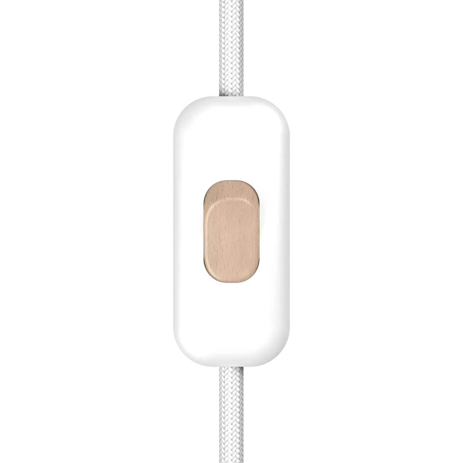 Interrupteur unipolaire coupe-fil Creative Switch Blanc et bouton effet bois