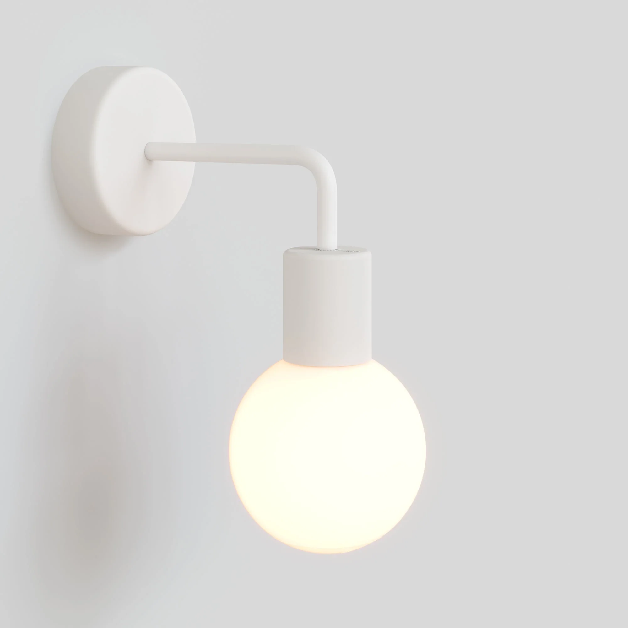 Applique murale d’extérieur IP65 Modulair avec rallonge en L et abat-jour sphérique Unbreak-a-Ball incassable - Blanc