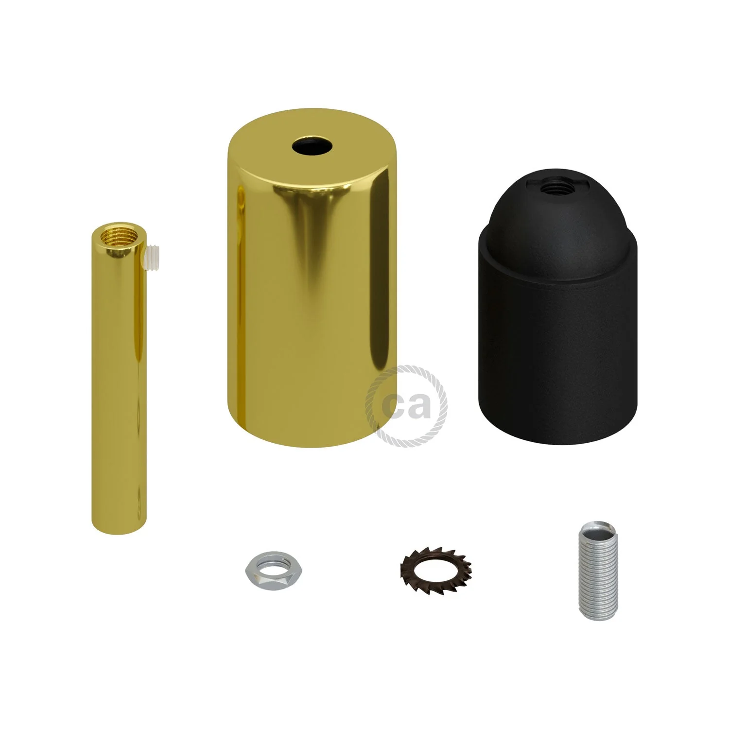 Kit douille cylindrique métal UL E26 avec serre-câble 7 cm – Laiton - Image 2