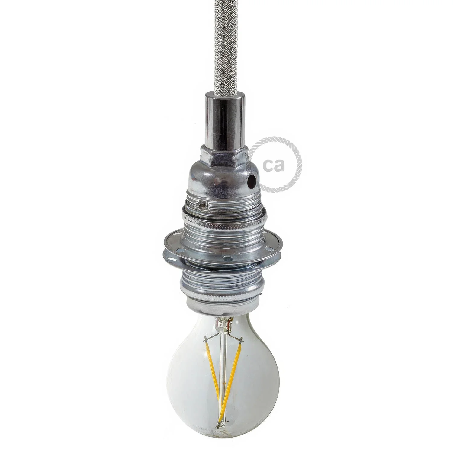 Kit douille E14 en métal avec double bague pour abat-jour - Argent - Image 4
