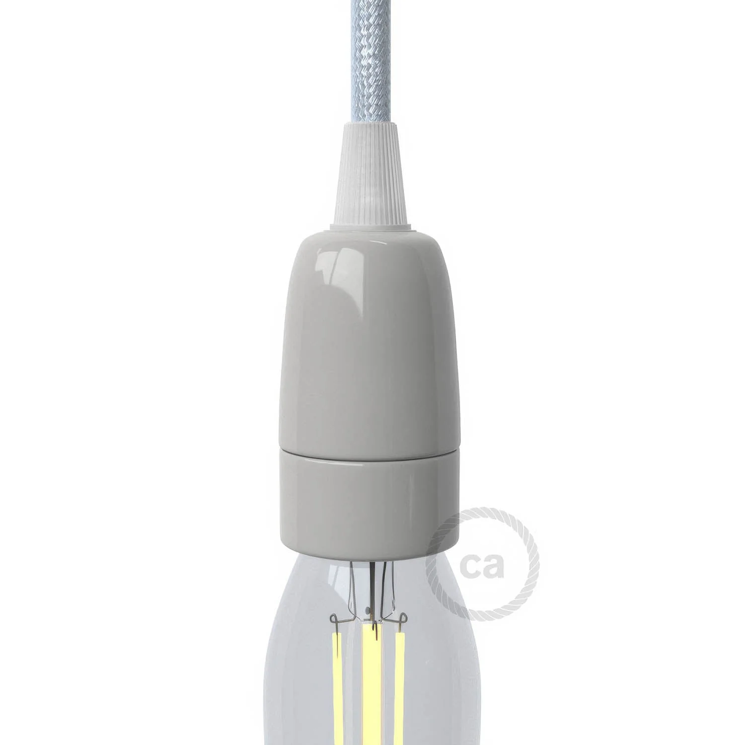 Kit douille E14 en porcelaine - Gris