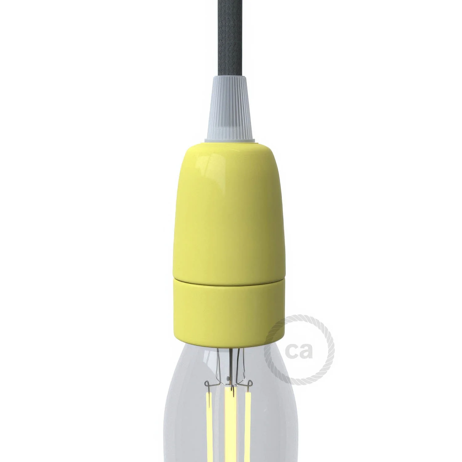 Kit douille E14 en porcelaine - Jaune