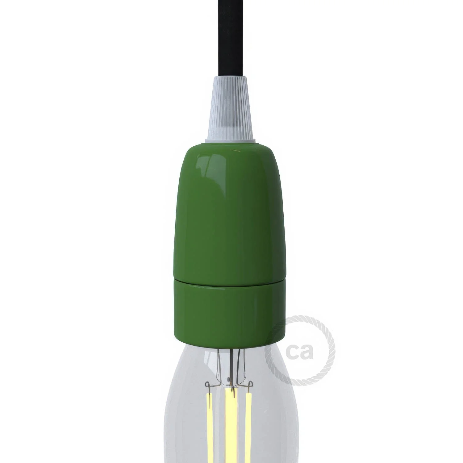 Kit douille E14 en porcelaine - Vert