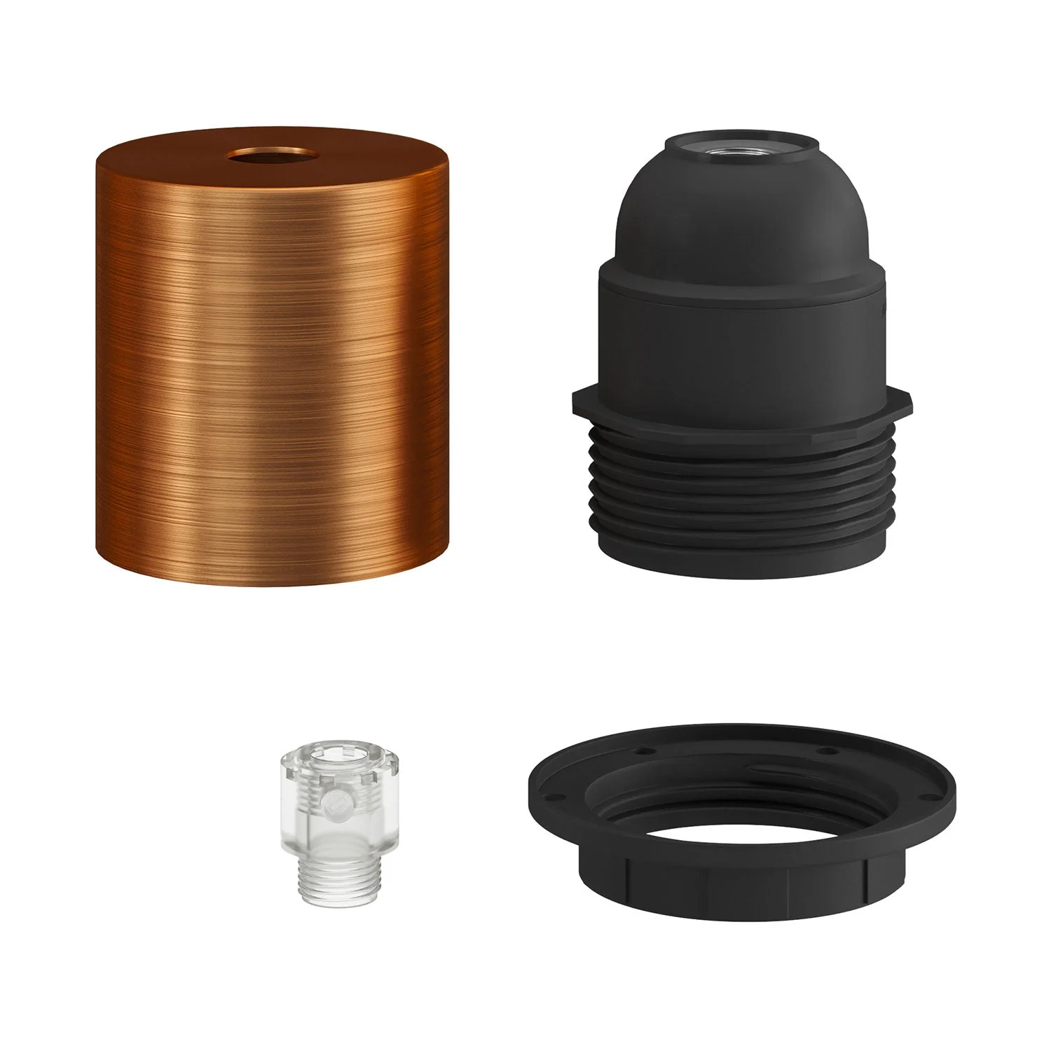 Kit douille métal semi-filetée E26 avec serre-câble caché - Cuivre brossé - Image 2