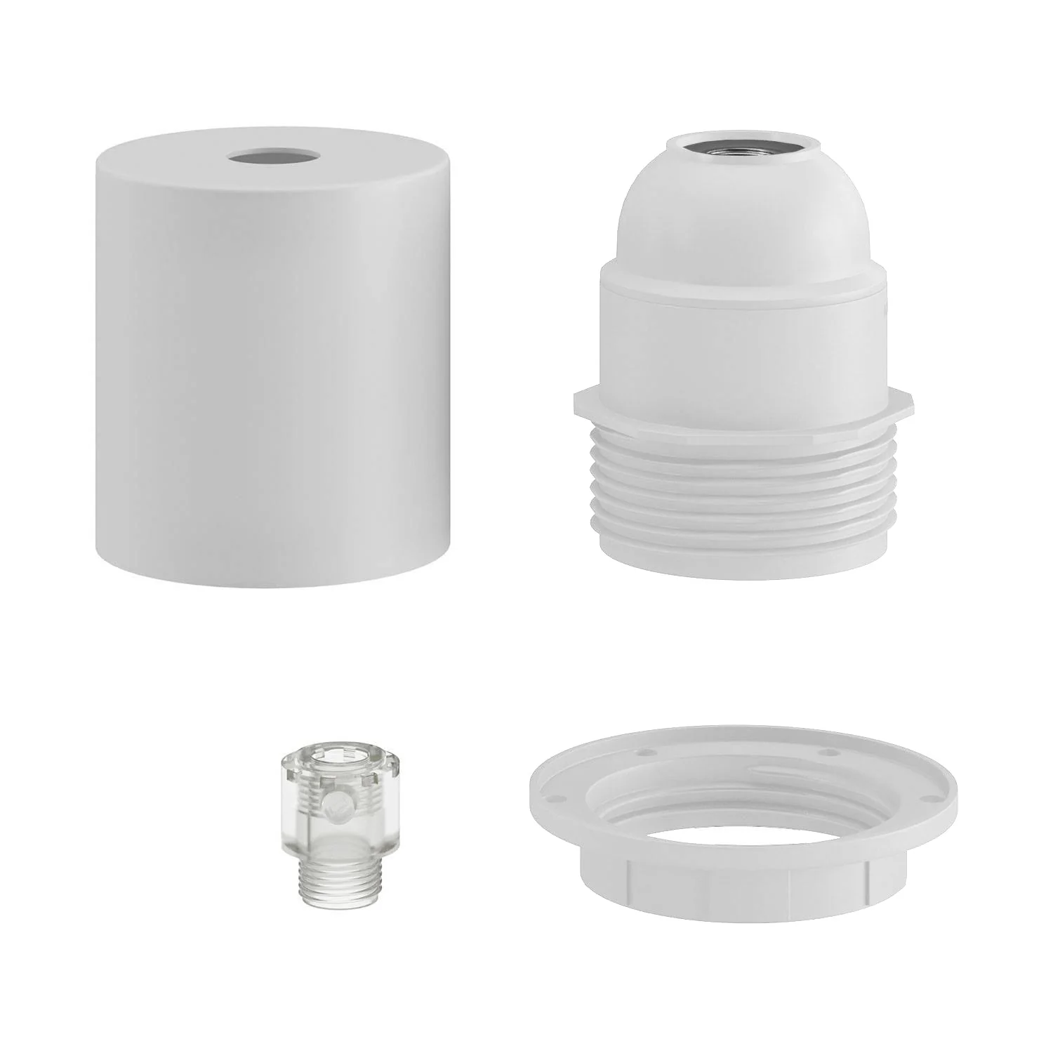Kit douille en métal semi-fileté E26 avec serre-câble caché - Blanc mat - Image 2