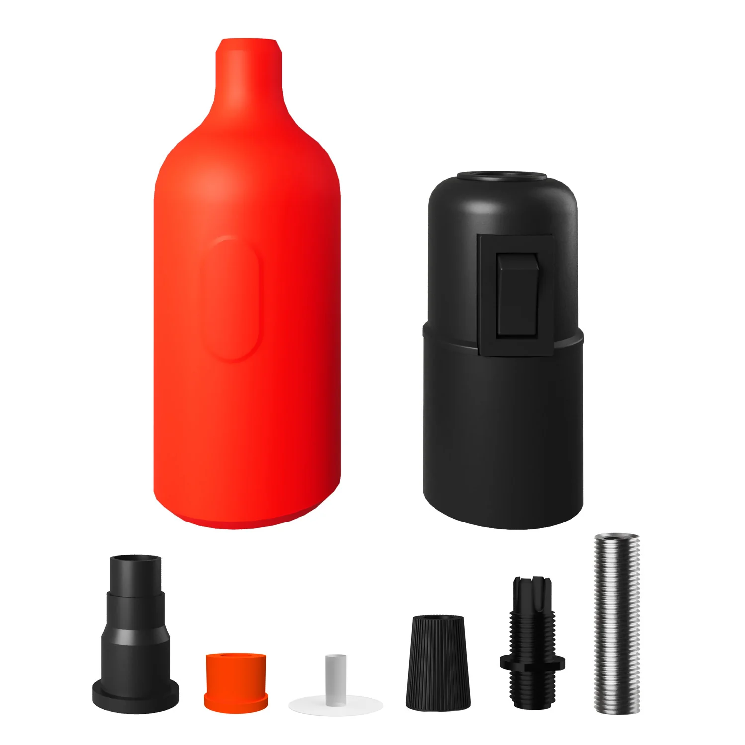 Kit douille silicone E26 avec interrupteur et serre-câbles cachés - Orange - Image 2