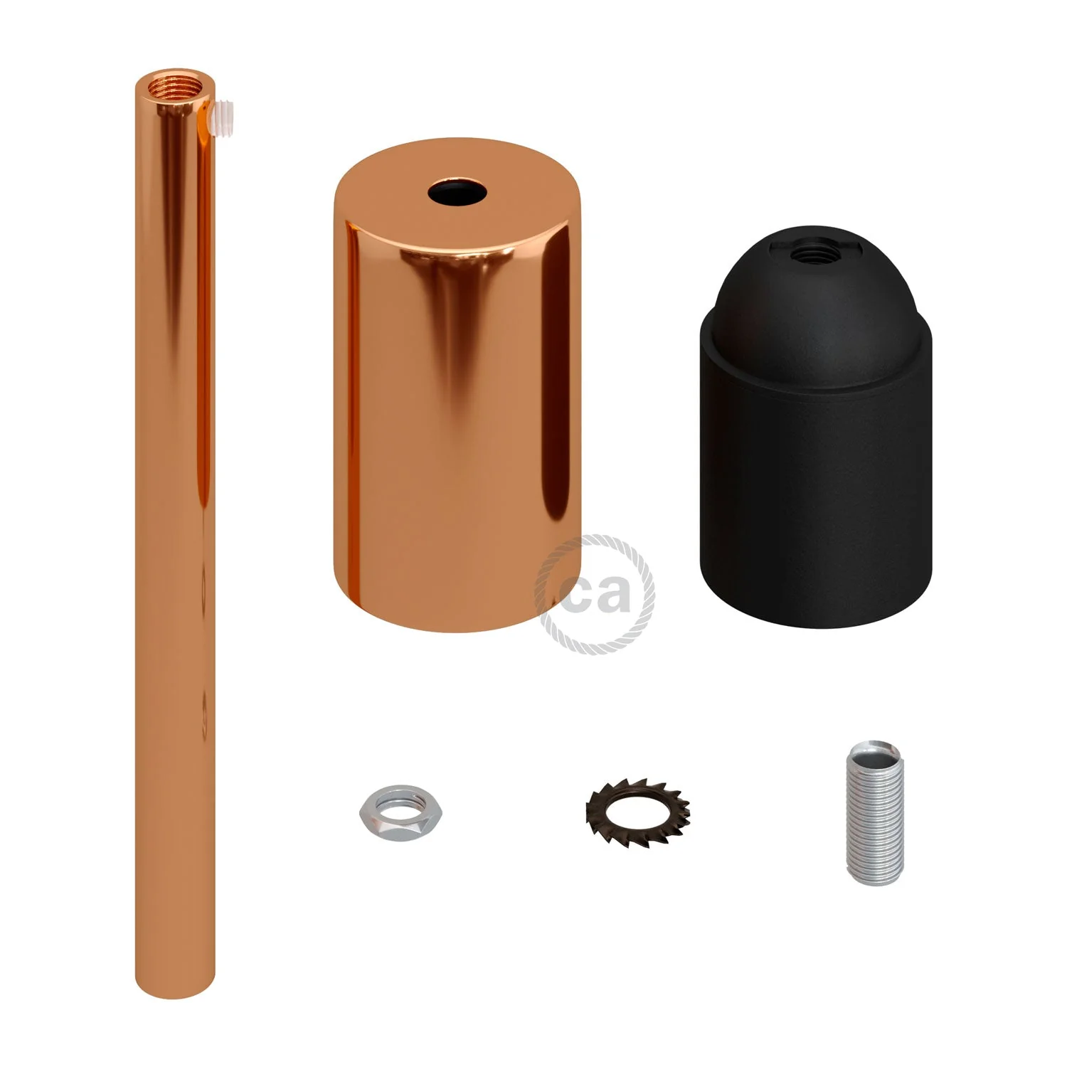 Kit douille cylindrique en métal E26 UL avec serre-câble de 15 cm - Cuivre - Image 2