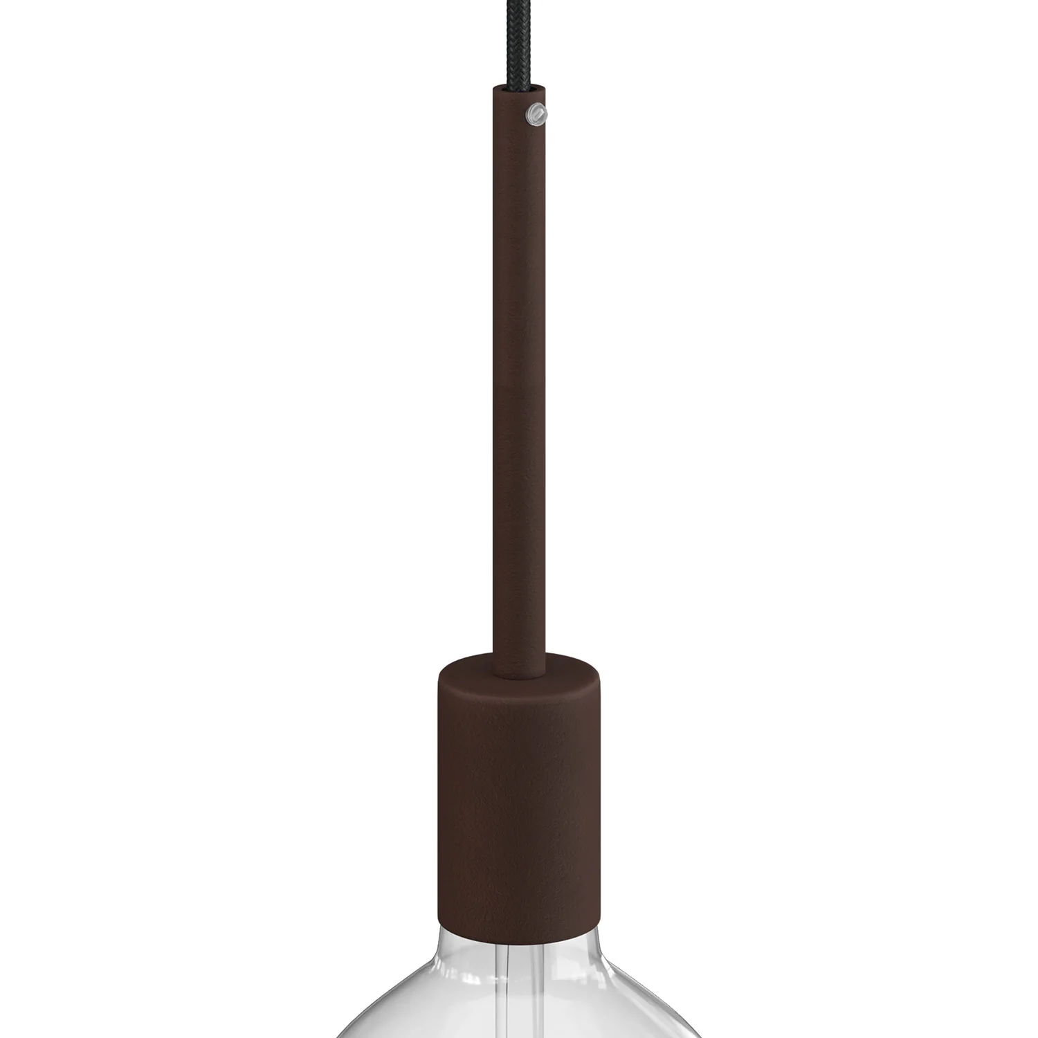 Kit douille E27 cylindrique en métal avec serre-câble de 15 cm - Rouille foncée laquée