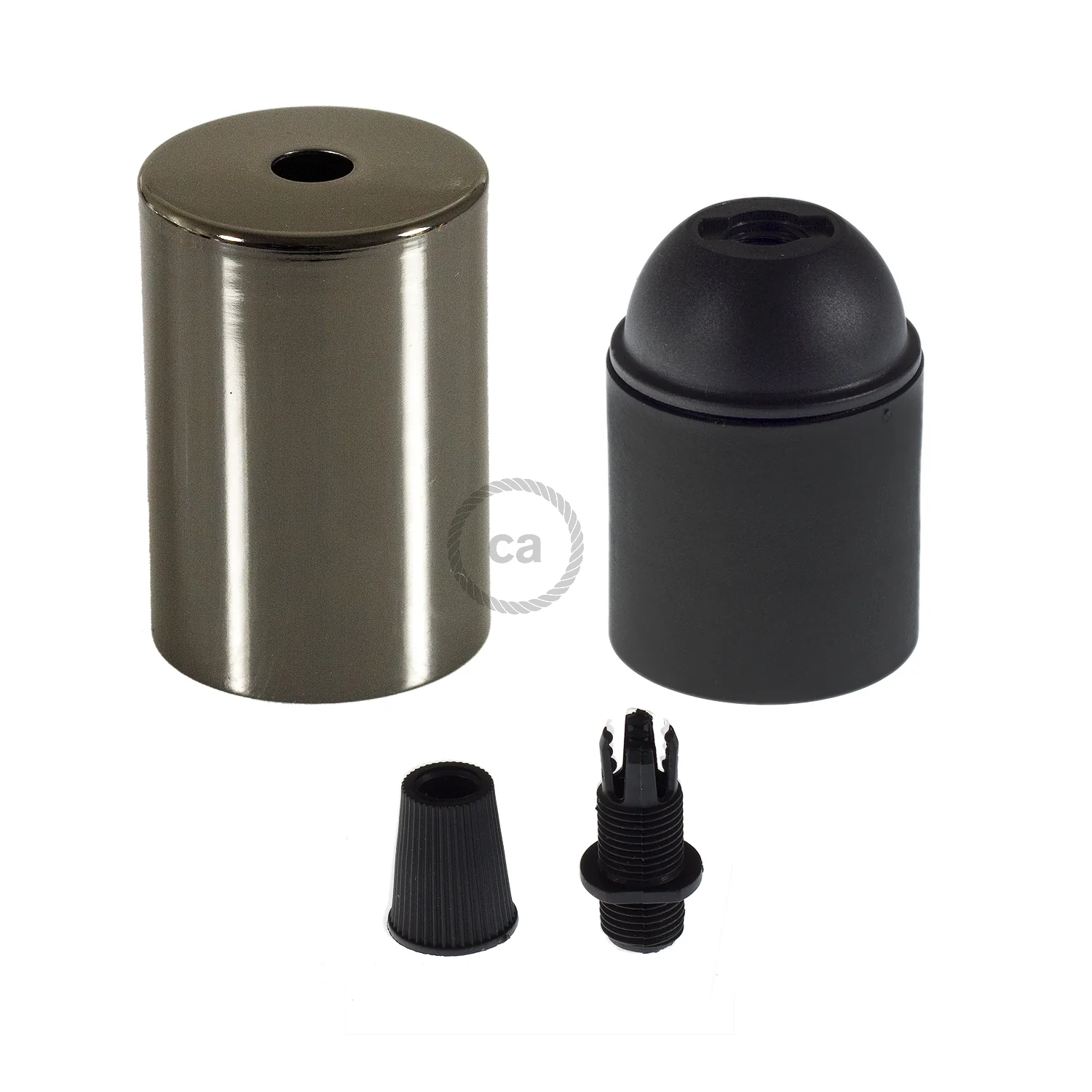 Kit douille E27 cylindrique en métal - Noir perle - Image 2