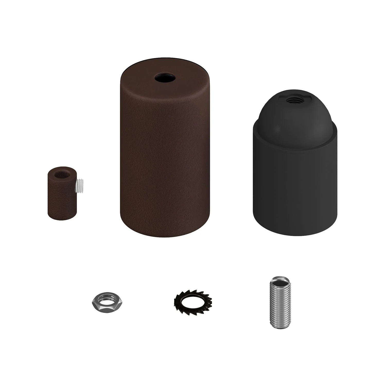 Kit douille E27 cylindrique en métal - Rouille foncée laquée - Image 6