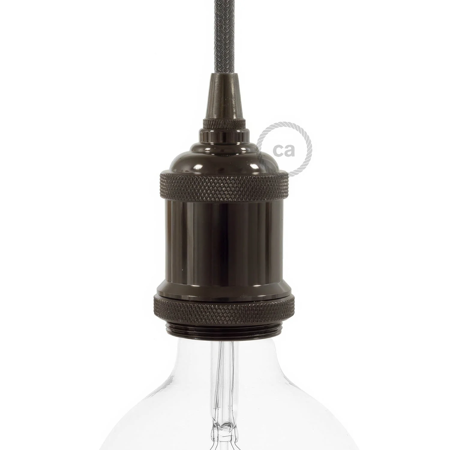Kit douille E27 en aluminium vintage - Noir perle