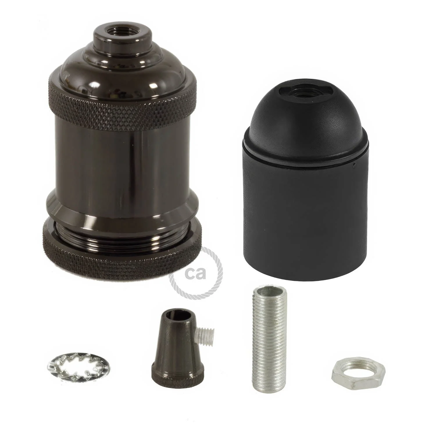 Kit douille E27 en aluminium vintage - Noir perle - Image 2