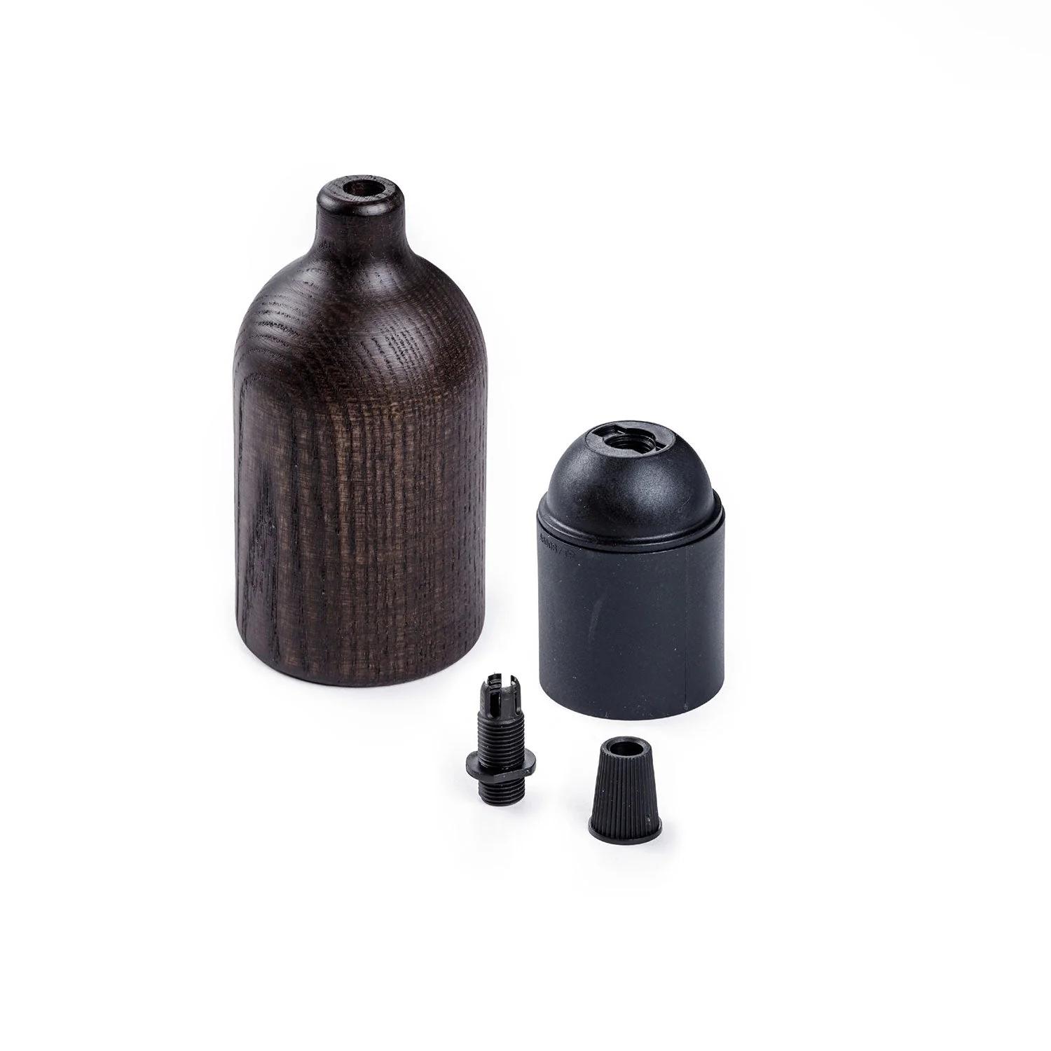 Kit douille E27 en bois avec serre-câble caché - Effet Wengé - Image 2