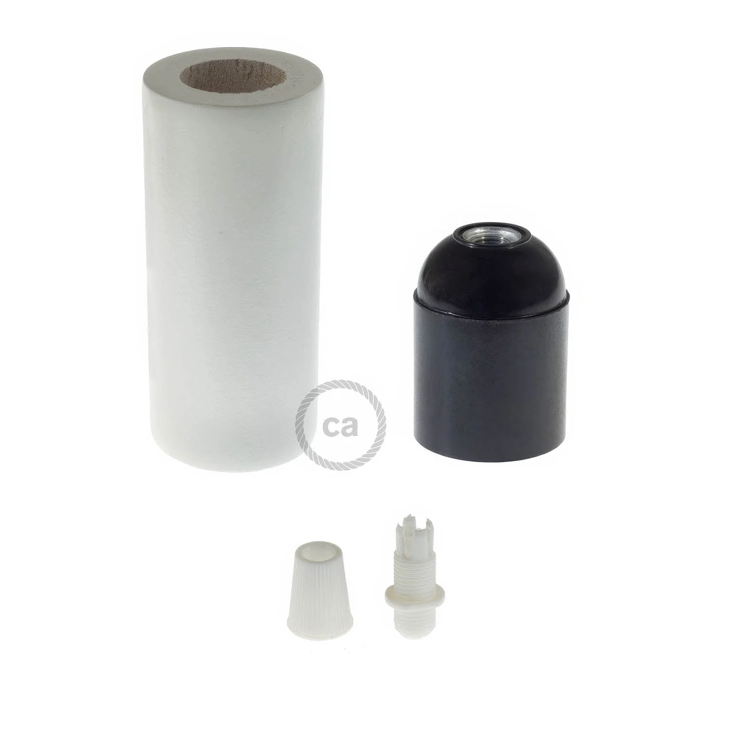Kit douille E27 en bois pour cordon 3XL - Blanc - Image 2