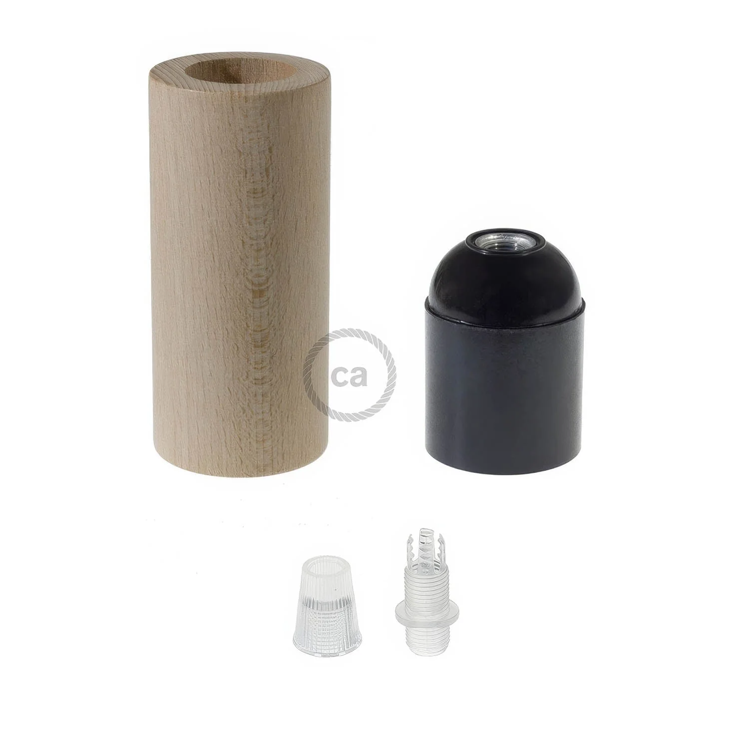 Kit douille E27 en bois pour cordon 3XL - Neutre - Image 2