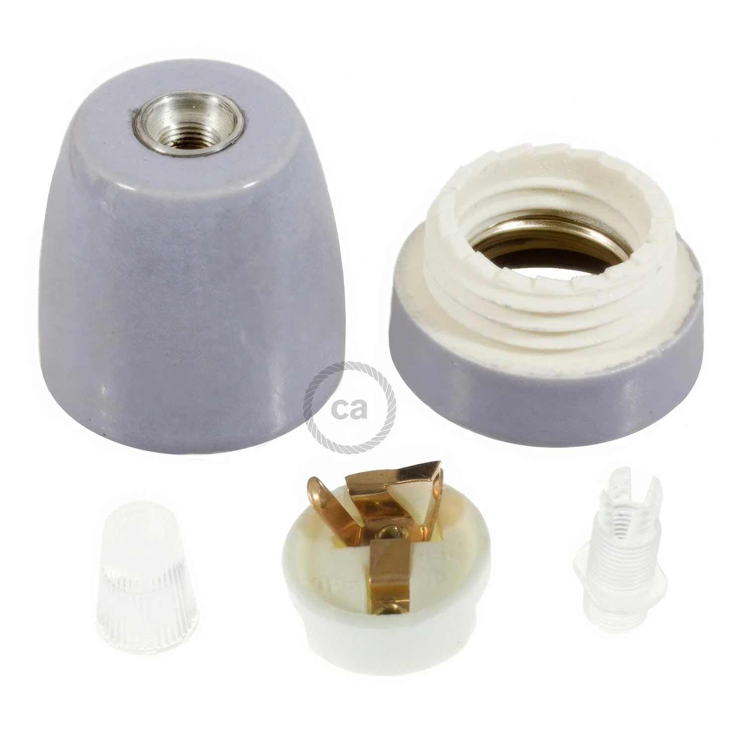 Kit douille E27 en porcelaine - Gris - Image 2