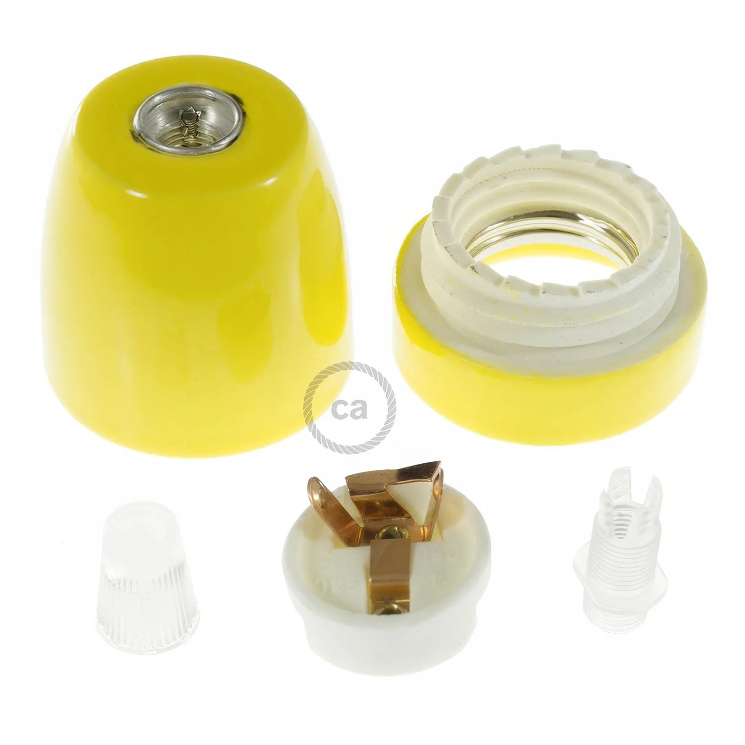 Kit douille E27 en porcelaine - Jaune - Image 2