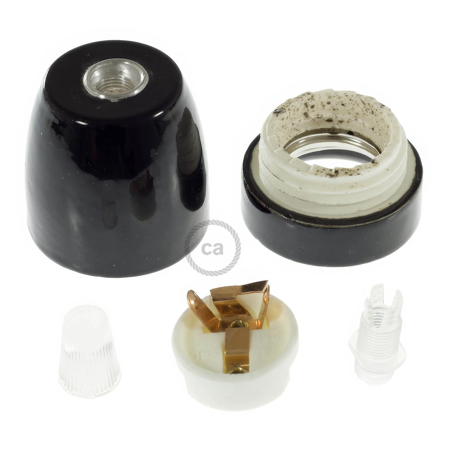 Kit douille E27 en porcelaine - Noir - Image 2