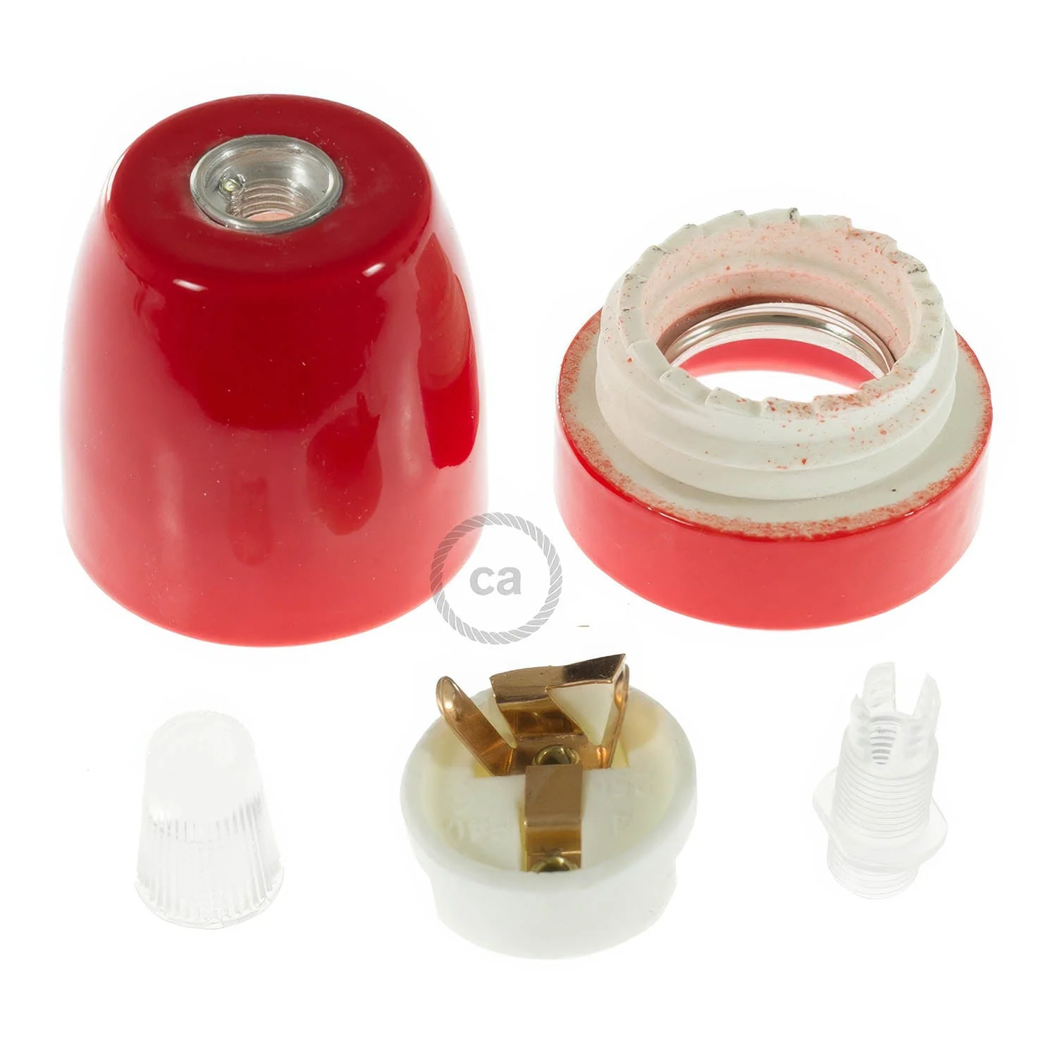 Kit douille E27 en porcelaine - Rouge - Image 2