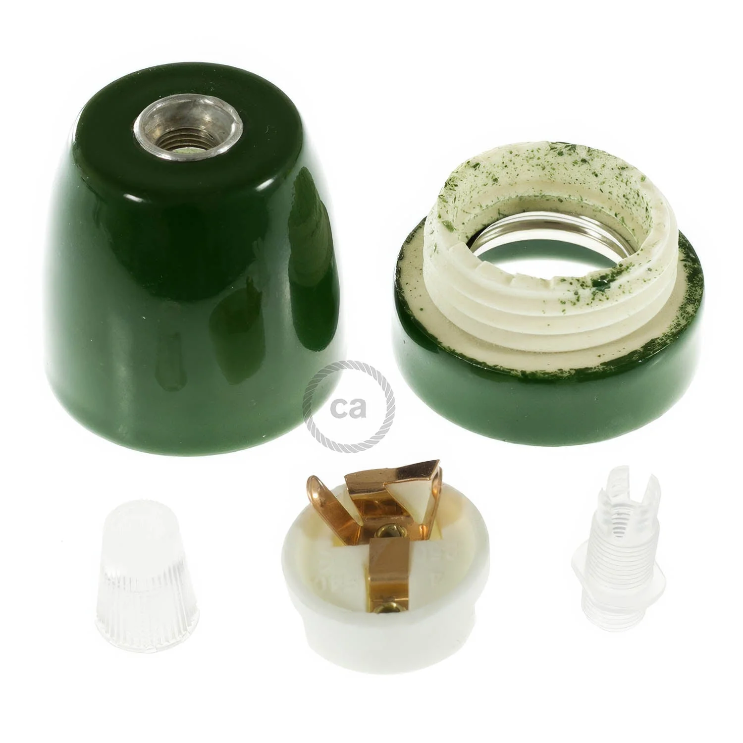 Kit douille E27 en porcelaine - Vert - Image 2