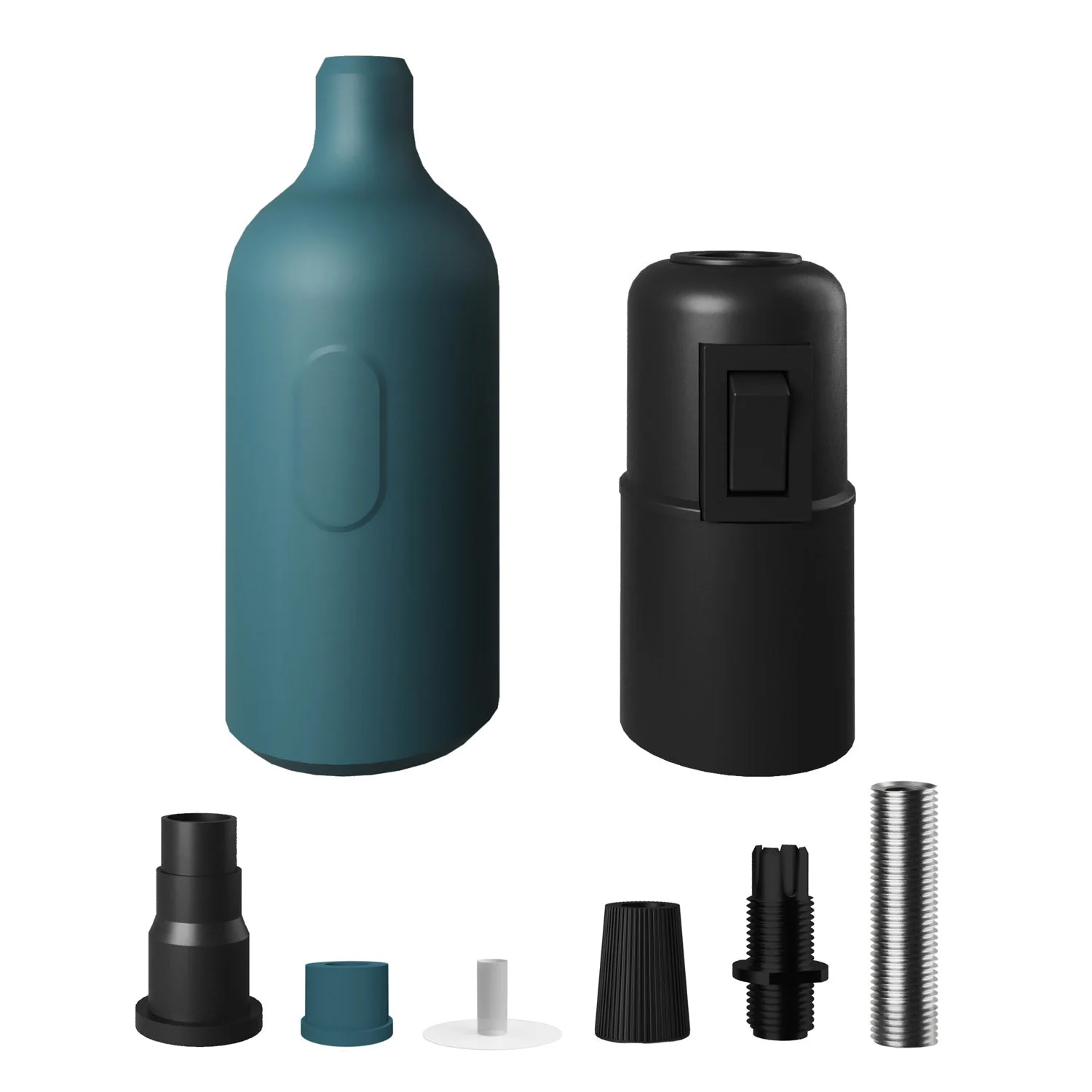 Kit douille E27 en silicone avec interrupteur et serre-câble cachés - Pétrole - Image 2