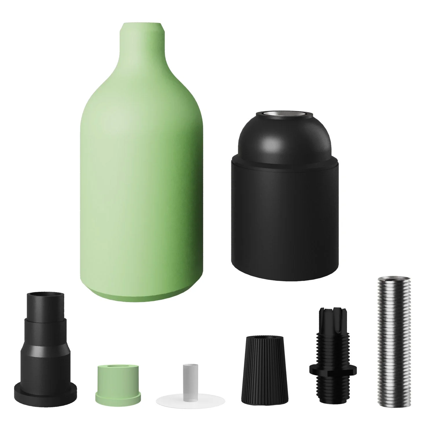 Kit douille E27 en silicone avec serre-câble dissimulé - Vert prairie - Image 2