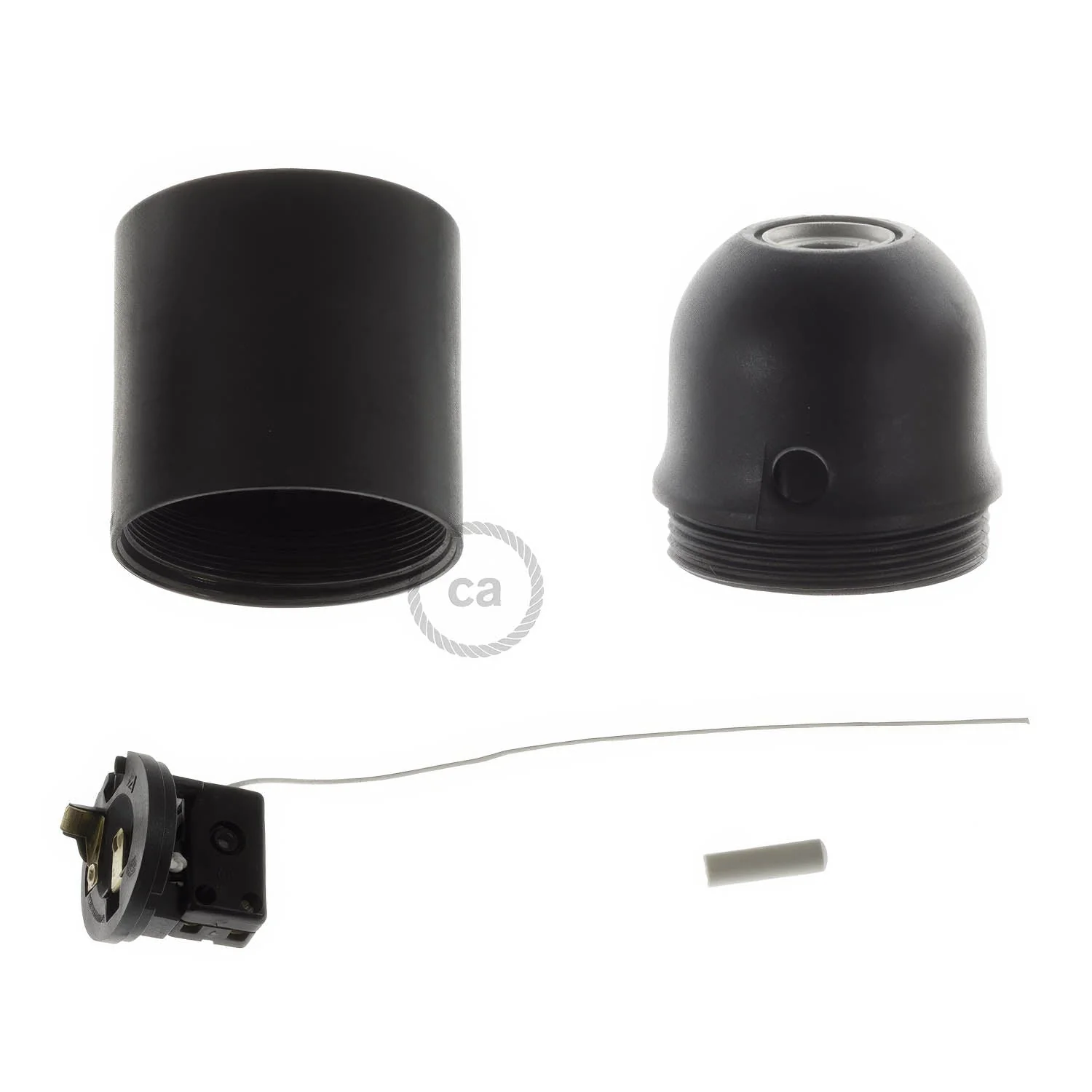 Kit douille E27 en thermoplastique avec interrupteur à tirette - Noir - Image 2