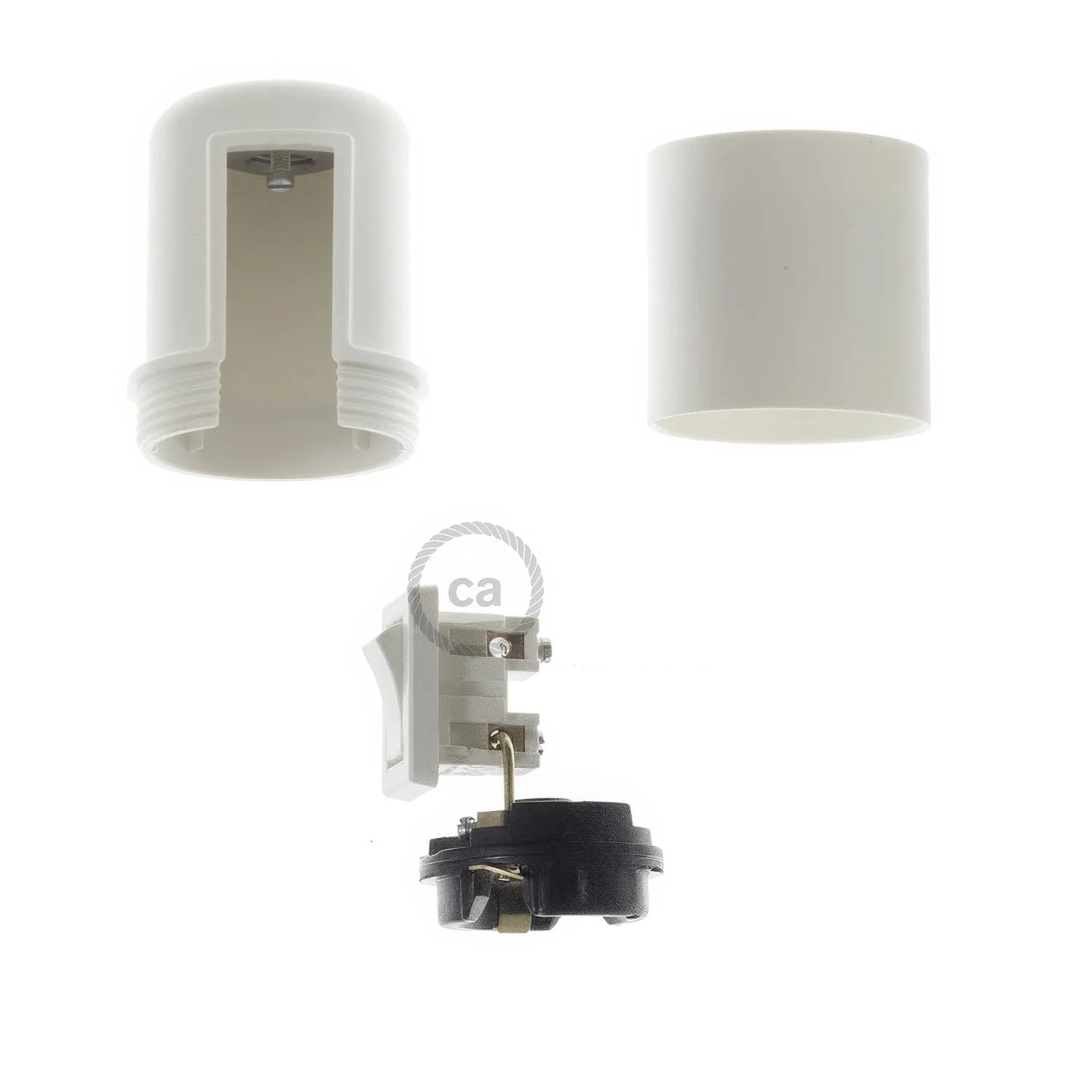 Kit douille E27 en thermoplastique avec interrupteur - Blanc - Image 2