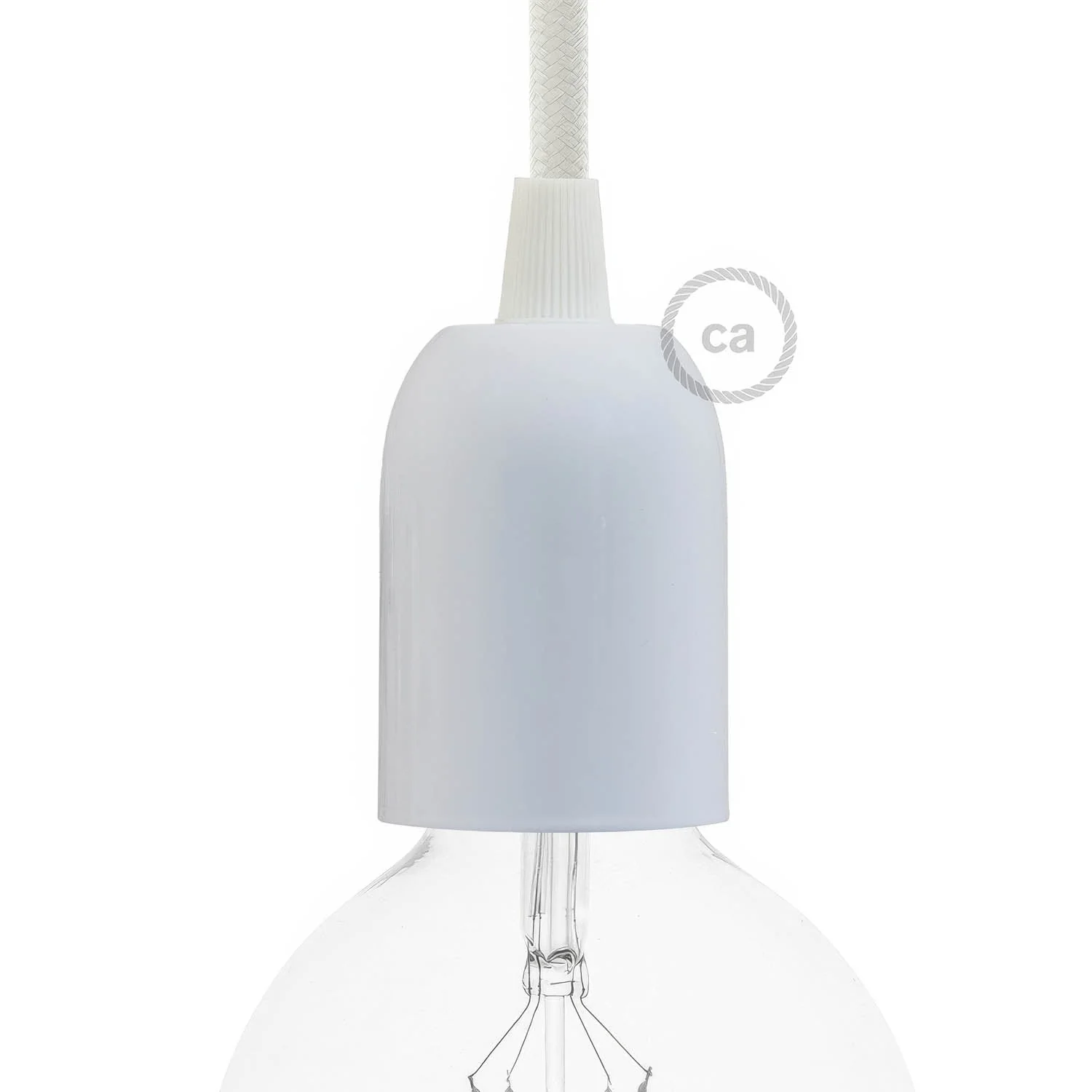 Kit douille E27 demi-sphérique en métal - Blanc brillant