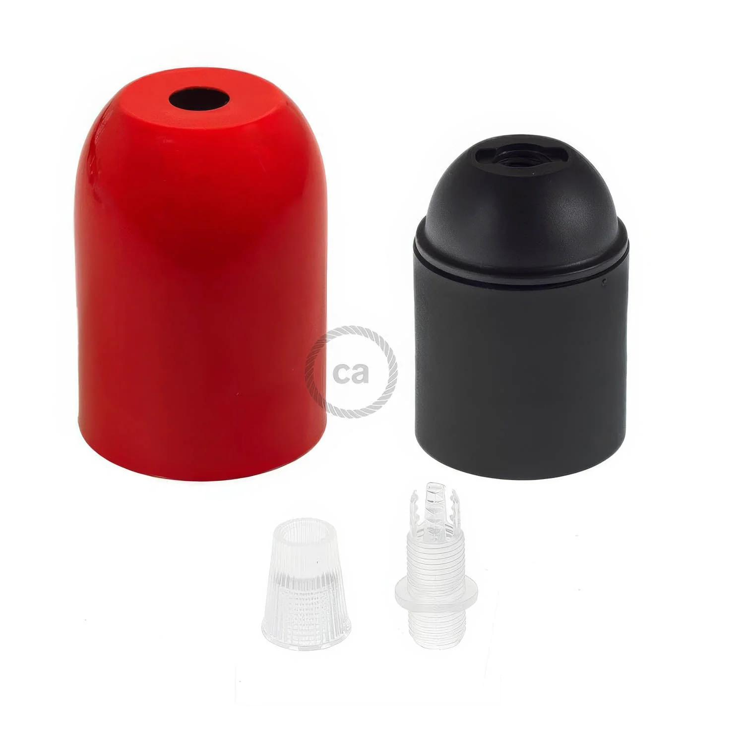 Kit douille E27 semi-sphérique en métal – Rouge - Image 2