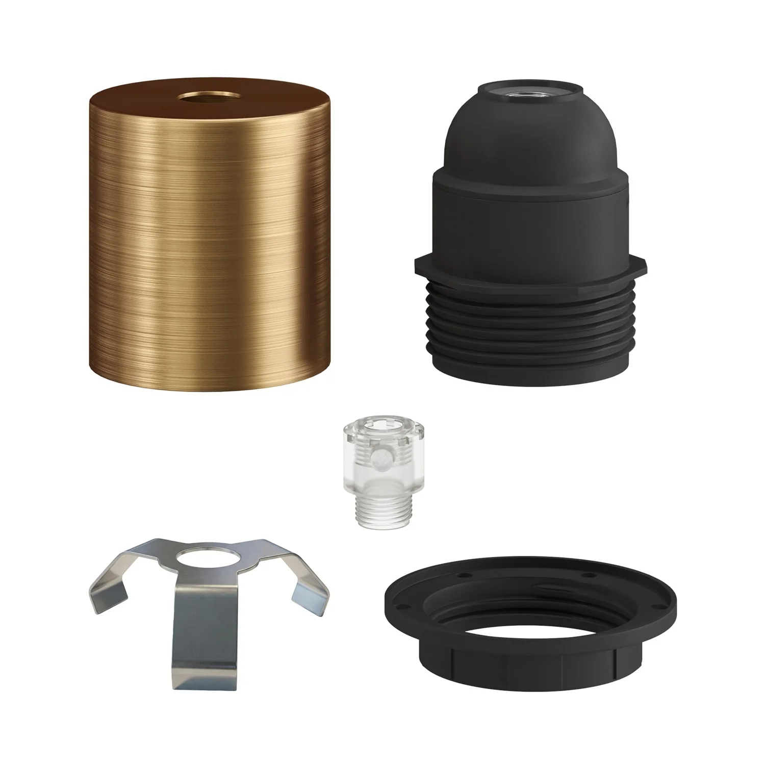 Kit douille E27 semi-filetée en métal avec serre-câble caché - Bronze satiné - Image 2