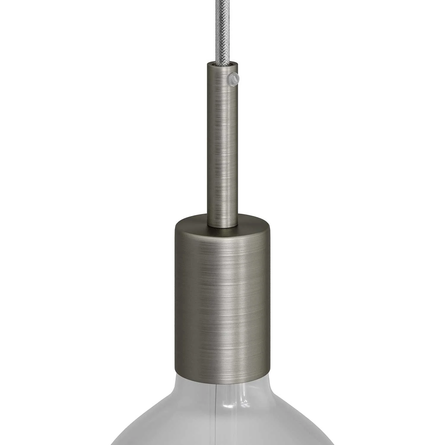 Kit douille E26 cylindrique en métal UL avec serre-câble 7 cm - Titane brossé