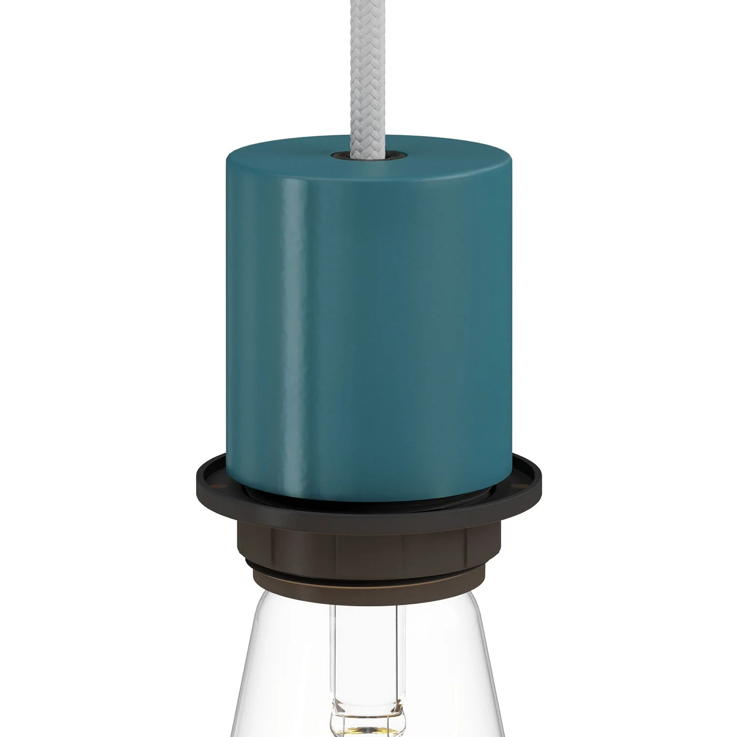 Kit douille métal E26 semi-fileté avec serre-câble dissimulé - Pétrole