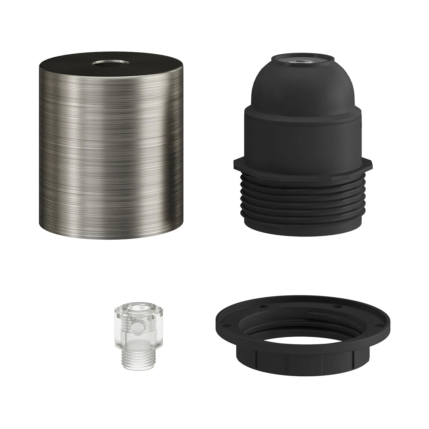 Kit douille métal semi-filetée E26 avec presse-étoupe caché - Titane brossé - Image 2