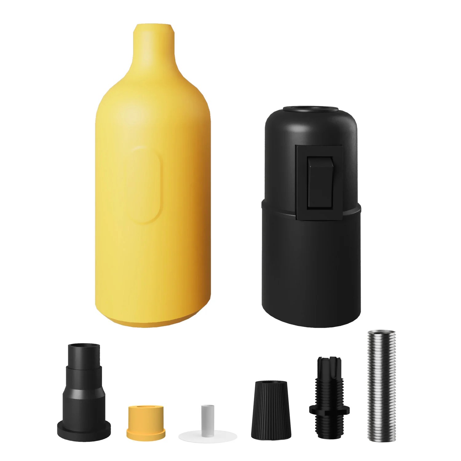 Kit douille E26 en silicone avec interrupteur et serre-câble dissimulé - Jaune - Image 2