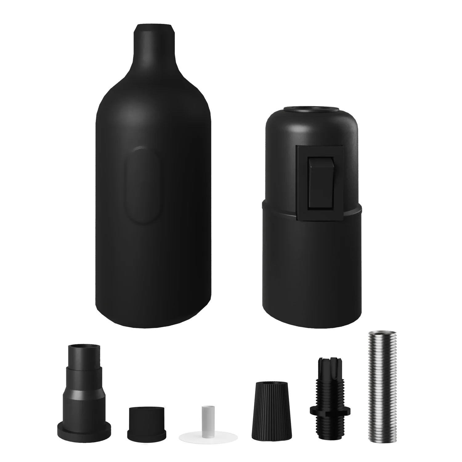 Kit douille E26 en silicone avec interrupteur et serre-câbles cachés - Noir - Image 2
