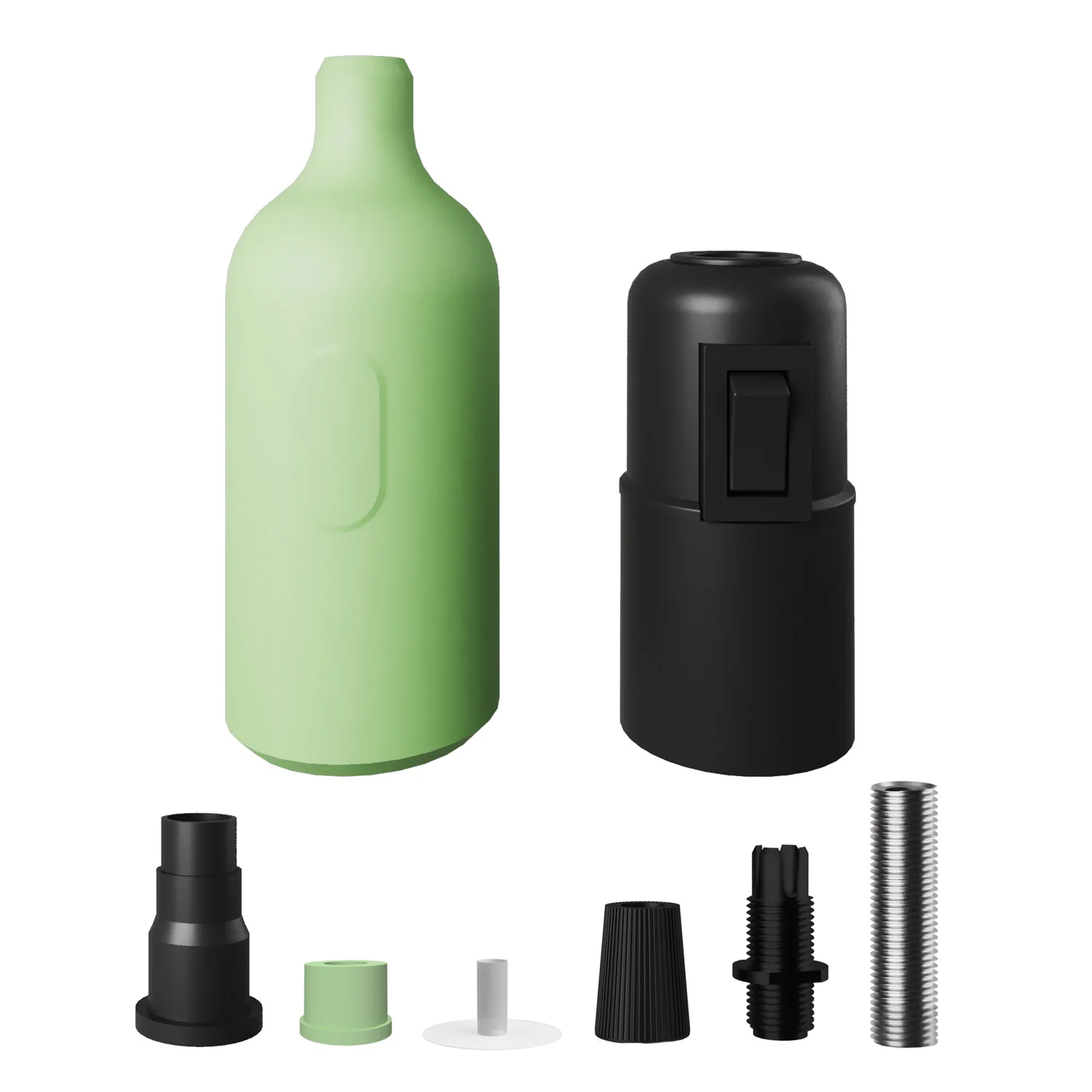 Kit douille silicone E26 avec interrupteur et serre-câble dissimulé - Vert tendre - Image 2