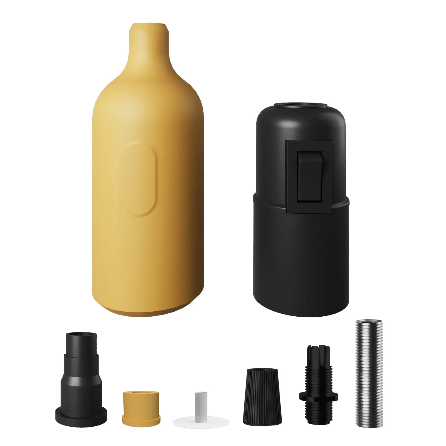 Kit douille silicone E26 avec interrupteur et serre-câbles cachés - Jaune moutarde - Image 2