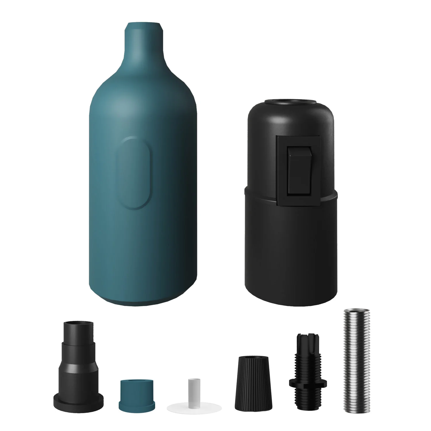 Kit de douille E26 en silicone avec interrupteur et serre-câble dissimulé - Pétrole - Image 2