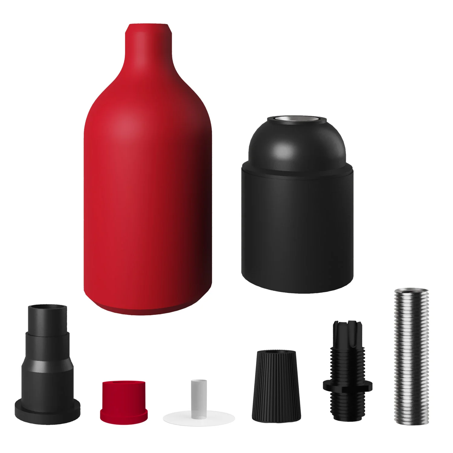 Kit douille silicone E26 avec serre-câble dissimulé – Rouge - Image 2
