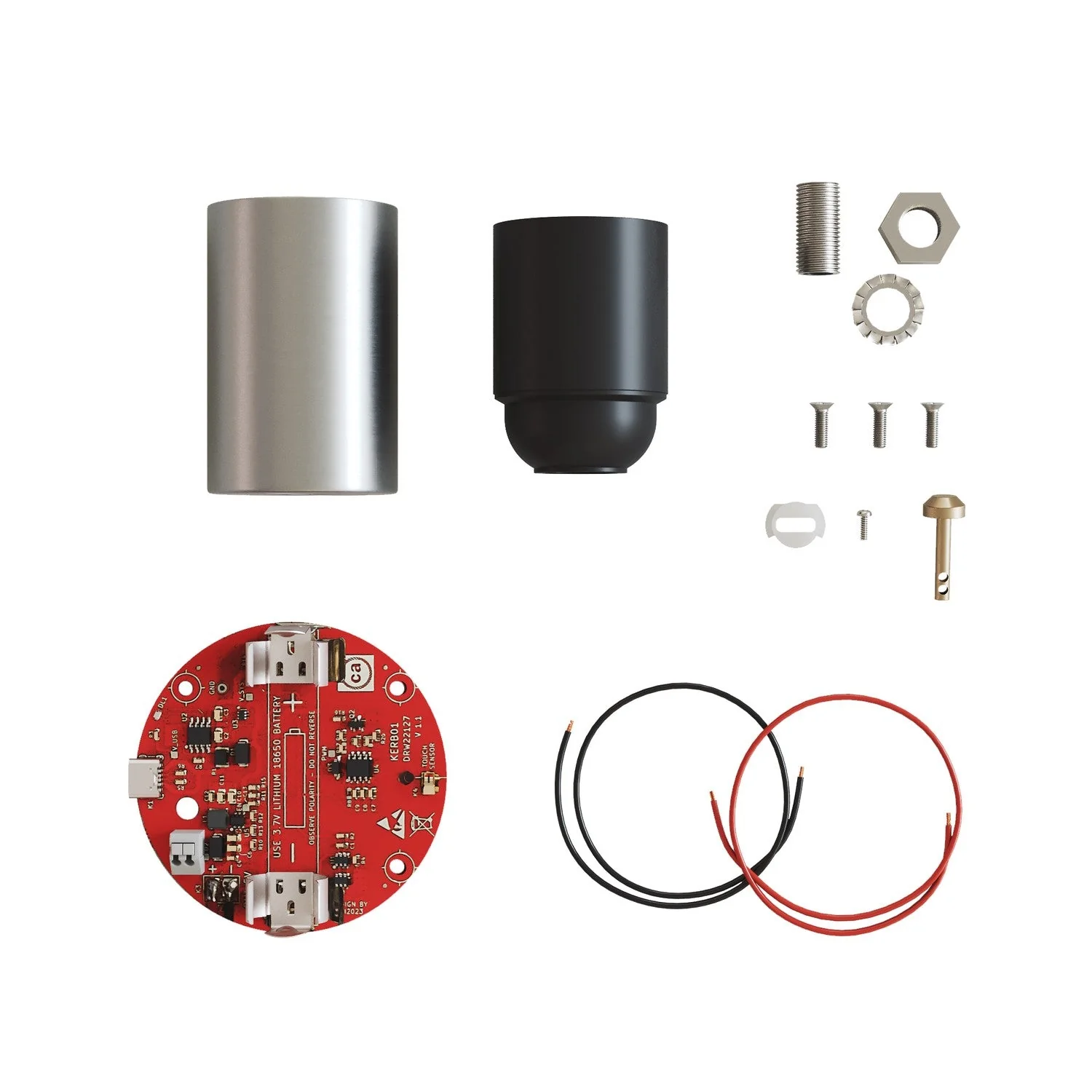 Kit électronique pour lampes à batterie 5V USB-C avec douille E27 - Titane satiné