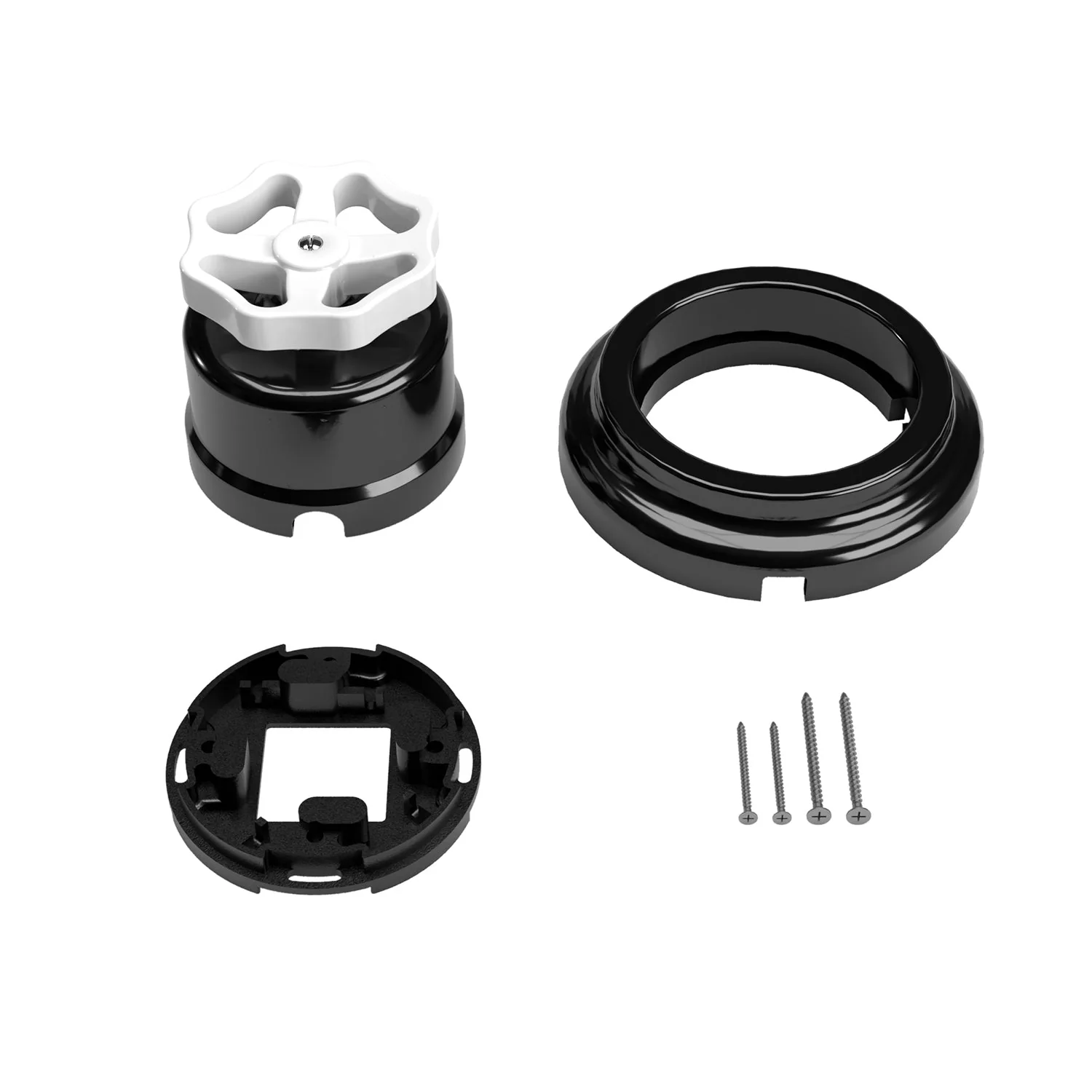 Kit interrupteur/va-et-vient avec bouton et base en porcelaine noire - Image 3
